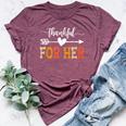Thankful For Her Thanksgiving Matching Couple Women Bella Canvas T-shirt Heather Maroon