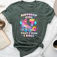 7Th Birthday Girl 7 Years Roller Skates Number 7 Bella Canvas T-shirt Heather Forest