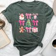 Coquette Bow Santa Claus Pink Merry Christmas Pajamas Bella Canvas T-shirt Heather Forest