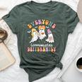 Everyone Communicates Differently Halloween Autism Teacher Bella Canvas T-shirt Heather Forest