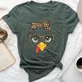 Leopard Print Thanksgiving Turkey Face Glasses Girls Bella Canvas T-shirt Heather Forest