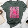 Retro Taylor First Name Personalized 80'S Pink Girl Bella Canvas T-shirt Heather Forest