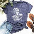 Skeleton Messy Bun Coffee Halloween Coffee Lover Mom Bella Canvas T-shirt Heather Forest