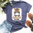 Friends Giving 2024 Thanksgiving Friendsgiving Messy Bun Bella Canvas T-shirt Heather Navy
