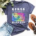 80S 90S Girls Just Wanna Have Fun Cassette Vintage Bella Canvas T-shirt Heather Navy