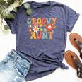 Retro Groovy Aunt 1St Birthday Auntie Matching Family Hippie Bella Canvas T-shirt Heather Navy