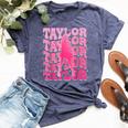 Retro Taylor First Name Personalized 80'S Pink Girl Bella Canvas T-shirt Heather Navy