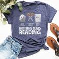 Rock Paper Scissor Reading Book Reading Teacher Bookworm Bella Canvas T-shirt Heather Navy