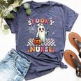 Spooky Nurse Ghost Halloween Cute Groovy Nursing Halloween Bella Canvas T-shirt Heather Navy