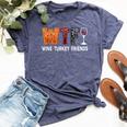 Wtf Wine Turkey Friends Thanksgiving Bella Canvas T-shirt Heather Navy