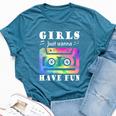 80S 90S Girls Just Wanna Have Fun Cassette Vintage Bella Canvas T-shirt Heather Deep Teal