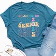 My Last First Day Senior 2025 Back To School Class Groovy Bella Canvas T-shirt Heather Deep Teal