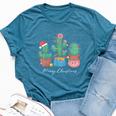 Merry Christmas Cactus Tree Lights Cactus Lover Xmas Bella Canvas T-shirt Heather Deep Teal
