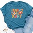 Retro Groovy Aunt 1St Birthday Auntie Matching Family Hippie Bella Canvas T-shirt Heather Deep Teal