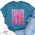 Retro Taylor First Name Personalized 80'S Pink Girl Bella Canvas T-shirt Heather Deep Teal