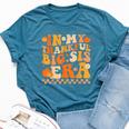In My Thankful Big Sis Era Groovy Fall Sister Thanksgiving Bella Canvas T-shirt Heather Deep Teal