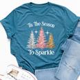 Tis The Season To Sparkle Cute Pink Christmas Tree Womens Bella Canvas T-shirt Heather Deep Teal