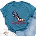 Trump Girl High Heels Stilettos American Flag Trump 2024 Bella Canvas T-shirt Heather Deep Teal