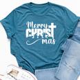 Merry Christ Mas Christian Christmas Jesus Christmas Family Bella Canvas T-shirt Heather Navy