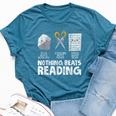 Rock Paper Scissor Reading Book Reading Teacher Bookworm Bella Canvas T-shirt Heather Navy