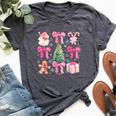 Coquette Bow Santa Claus Pink Merry Christmas Pajamas Bella Canvas T-shirt Heather Dark Grey
