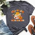 Fall In Love With Reading Book Autumn Pumpkins And Teachers Bella Canvas T-shirt Heather Dark Grey