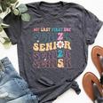 My Last First Day Senior 2025 Back To School Class Groovy Bella Canvas T-shirt Heather Dark Grey