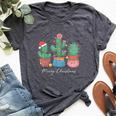 Merry Christmas Cactus Tree Lights Cactus Lover Xmas Bella Canvas T-shirt Heather Dark Grey
