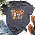 Retro Groovy Aunt 1St Birthday Auntie Matching Family Hippie Bella Canvas T-shirt Heather Dark Grey