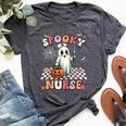 Spooky Nurse Ghost Halloween Cute Groovy Nursing Halloween Bella Canvas T-shirt Heather Dark Grey
