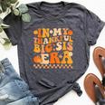 In My Thankful Big Sis Era Groovy Fall Sister Thanksgiving Bella Canvas T-shirt Heather Dark Grey