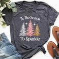 Tis The Season To Sparkle Cute Pink Christmas Tree Womens Bella Canvas T-shirt Heather Dark Grey