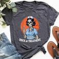 Trick Or Treatment Halloween Nurse Skeleton Ghost Bella Canvas T-shirt Heather Dark Grey