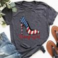 Trump Girl High Heels Stilettos American Flag Trump 2024 Bella Canvas T-shirt Heather Dark Grey