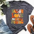 Fall In Love With Reading Book Autumn Pumpkins And Teachers Bella Canvas T-shirt Heather Deep Teal