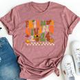 Friends Giving Crew Squad 2024 Cute Turkey Groovy Pice Bella Canvas T-shirt Heather Dark Grey