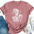 Skeleton Messy Bun Coffee Halloween Coffee Lover Mom Bella Canvas T-shirt Heather Dark Grey