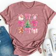 Coquette Bow Santa Claus Pink Merry Christmas Pajamas Bella Canvas T-shirt Heather Mauve