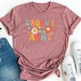 Retro Groovy Aunt 1St Birthday Auntie Matching Family Hippie Bella Canvas T-shirt Heather Mauve
