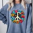 Peace Love Groovy Peace Sign Comfort Colors Sweatshirt Blue Jean