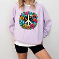 Peace Love Groovy Peace Sign Comfort Colors Sweatshirt Orchid