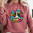 Peace Love Groovy Peace Sign Comfort Colors Sweatshirt Crimson