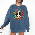 Peace Love Groovy Peace Sign Comfort Colors Sweatshirt Denim