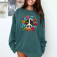 Peace Love Groovy Peace Sign Comfort Colors Sweatshirt Blue Spruce