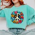 Peace Love Groovy Peace Sign Comfort Colors Sweatshirt Chalky Mint