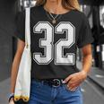 32 De Estilo Jersey Con Diseño De Contorno Blanco Número 32 Camiseta unisex Regalos para ella
