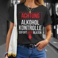 Achtung Alkohol Control Immediate Hier Blasen T-Shirt Geschenke für Sie