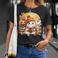 Adorable Ghost Snug Halloween Cozy Autumn Vibes Fall Season T-Shirt Gifts for Her