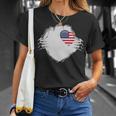 America Heart Usa Heart Chest American Flag T-Shirt Gifts for Her