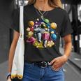 Astronaute Galaxie Colorée Mangeant Du Popcorn Savoureux T-Shirt Cadeaux pour elle